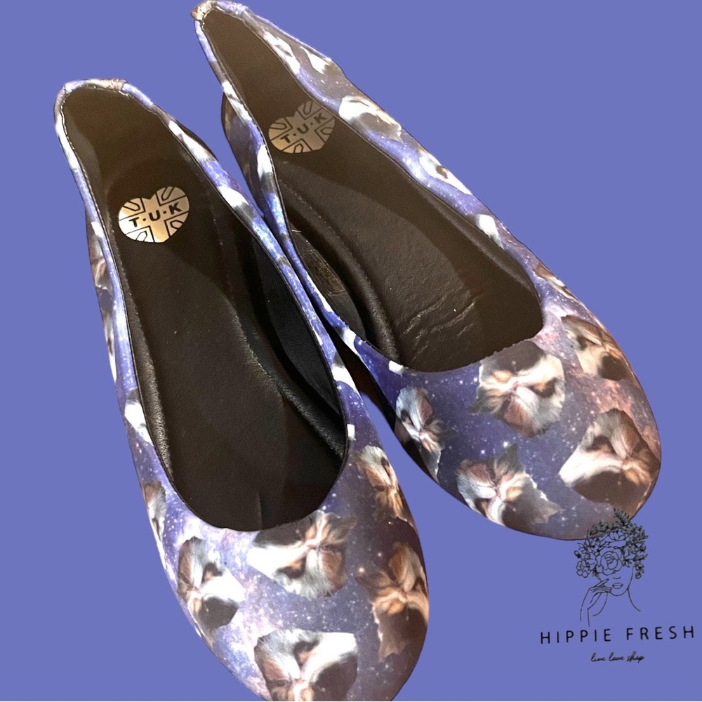 T.U.K. Cat In Space Flats Size 7.5 -8 ( Size 8 but runs 1/2 Size Small)